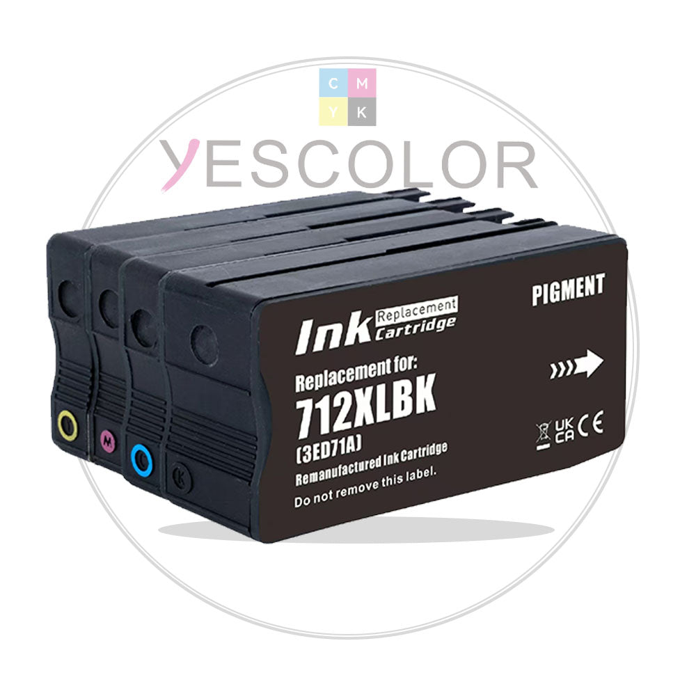 Yescolor Premium Compatible 712 remanufactured Ink Cartridge for HP DesignJet T650/T630/T250/T230/T210/Studio Steel/Studio Wood