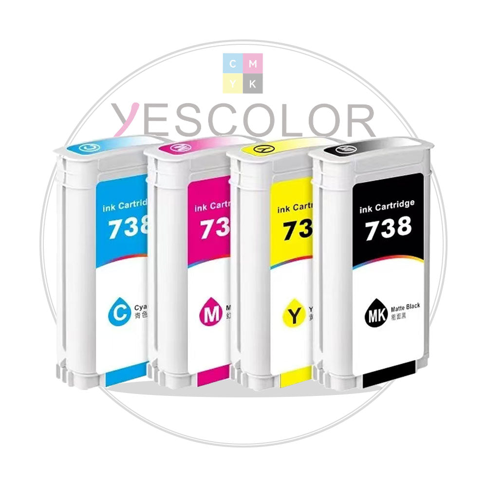 Premium Compatible 738XL Ink Cartridge for HP 498N8A 676M6A 676M7A 676M8A - Designjet T850 & T950 Printer | Yescolor