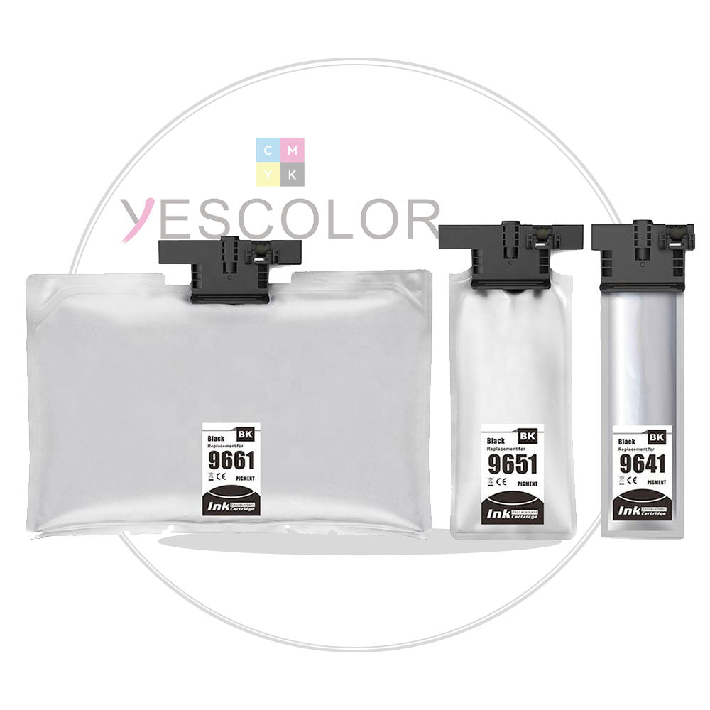 Yescolor Premium Compatible T9641  T9651 T9661 Ink Bag Cartridge for Epson WorkForce Pro WF-M5299DW/WF-M5799DWF  C13T964140 C13T965140  C13T966140