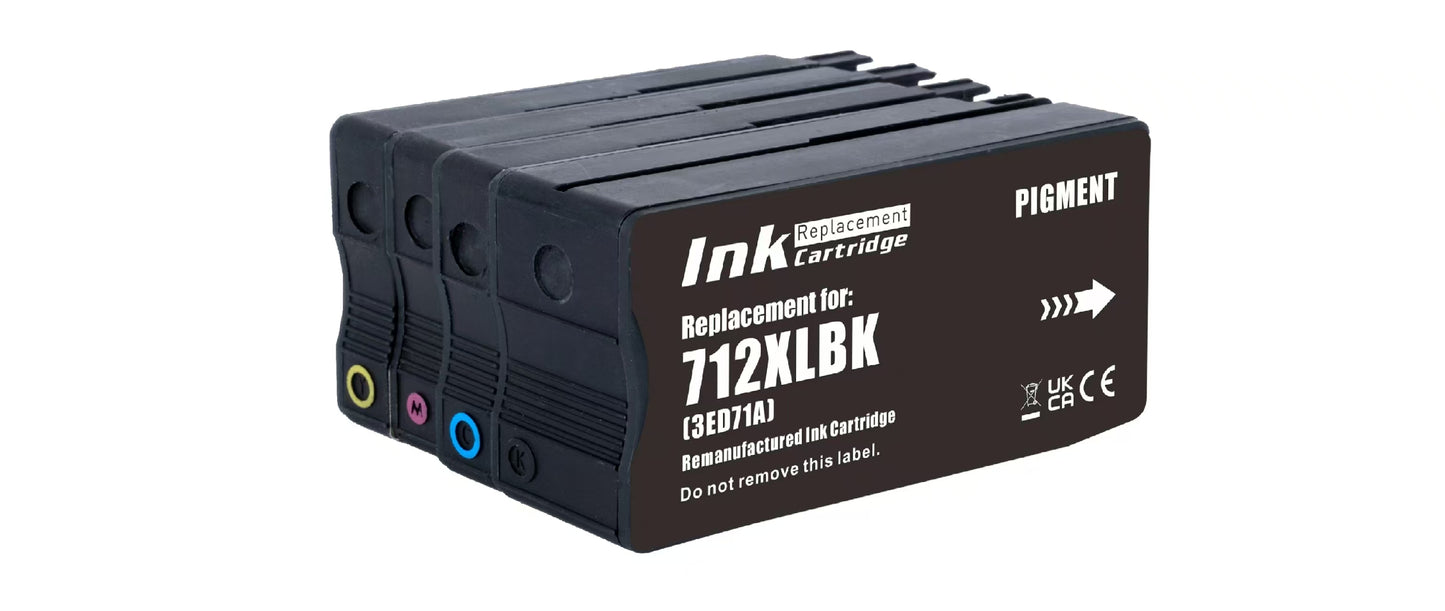 Yescolor Premium Compatible HP 712 C M Y BK Ink Cartridge for HP DesignJet T650/T630/T250/T230/T210/Studio Steel/Studio Wood