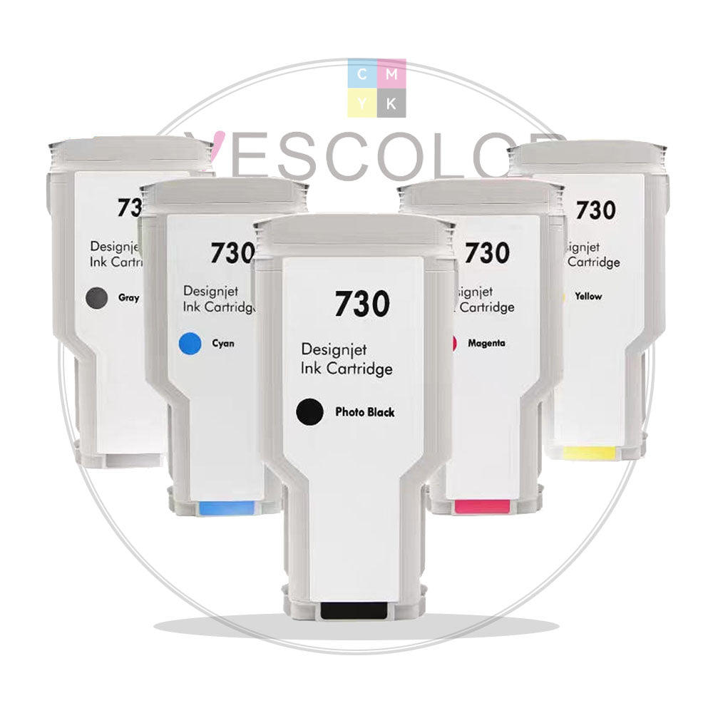 Yescolor Premium Compatible 730 Large Wide Format Ink Cartridge for HP DesignJet T1600/T1700/T2600dr P2V69A  P2V70A  P2V72A