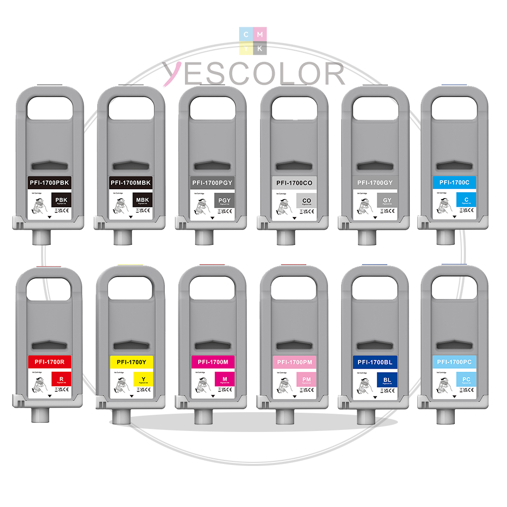 Yescolor Premium Compatible Canon PFI-1700 C M Y MBK PBK PC PM GY PGY CO R BL Ink Cartridge for Canon Pro 2000/4000/4000s/6000/6000s